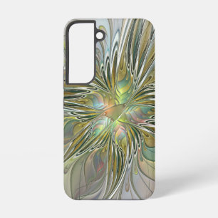 Funda Para Samsung Galaxy S22 Fantasía floral arte fractal moderno flor con oro
