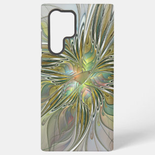 Funda Para Samsung Galaxy S22 Ultra Fantasía floral arte fractal moderno flor con oro