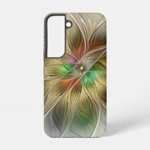 Funda Para Samsung Galaxy S22 Fantasía floral con fractal abstracto moderno dora