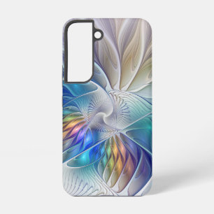 Funda Para Samsung Galaxy S22 Fantasía floral, flor fractal abstracta colorida