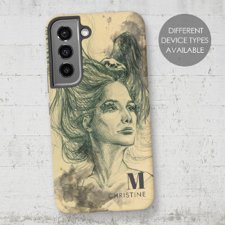 Funda Para Samsung Galaxy S22 Fantasía Mujer Cráneo de Aves Nombre Arte Surreal