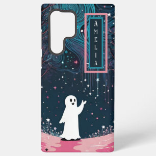 Funda Para Samsung Galaxy S22 Ultra Fantasma Cósmico Alegre en un Bosque Estrellado