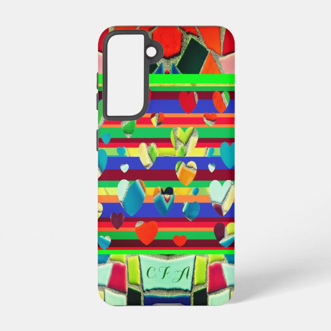 Funda Para Samsung Galaxy Fashion Fun Hearts Mosaic Art (Reverso )
