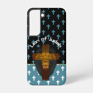Funda Para Samsung Galaxy S22 Fe Cruz Blanca Azul Negra León de Judá