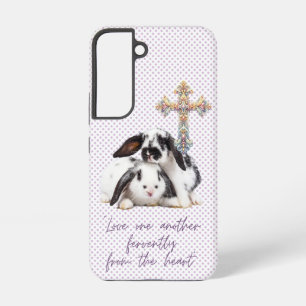 Funda Para Samsung Galaxy S22 Fe Grey Cruz Conejo Pastel Femenina