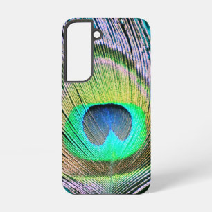 Funda Para Samsung Galaxy S22 Feather de pavo real sobre turquesa