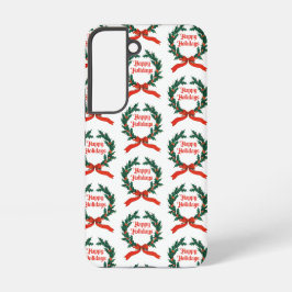 Funda Para Samsung Galaxy S22 Felices vacaciones Vintage Holly Navidades Wreath