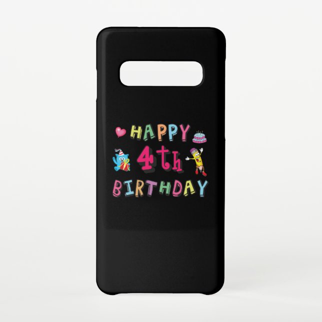 Funda Para Samsung Galaxy Feliz cuarto cumpleaños. 4 años al día. (Reverso)