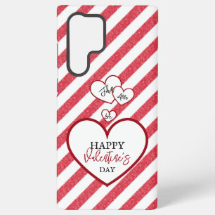 Funda Para Samsung Galaxy S22 Ultra Feliz día de San Valentín Corazones Rojos Rayas de