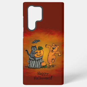 Funda Para Samsung Galaxy S22 Ultra ¡Feliz Halloween! Perro de gato y araña
