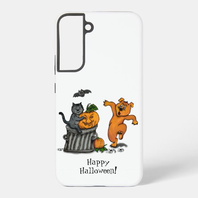 Funda Para Samsung Galaxy ¡Feliz Halloween! Perro de gato y araña (Reverso )