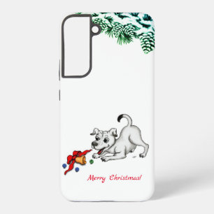 Funda Para Samsung Galaxy S22+ ¡Feliz Navidad! Cachorro con bell y ball