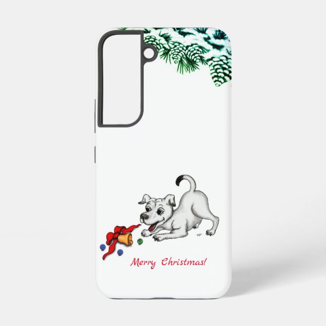 Funda Para Samsung Galaxy ¡Feliz Navidad! Cachorro con bell y ball (Reverso )