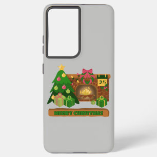 Funda Para Samsung Galaxy S21+ Feliz Navidad cerca de la chimenea de fuego árbol 