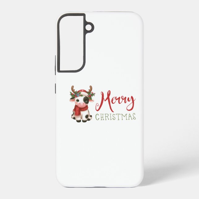 Funda Para Samsung Galaxy Feliz Navidad linda vaca (Reverso )