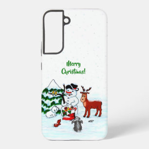 Funda Para Samsung Galaxy S22+ ¡Feliz Navidad! Snowman con sus amigos