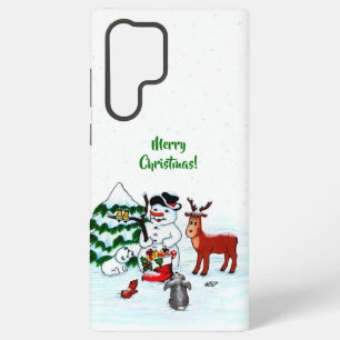 Funda Para Samsung Galaxy S22 Ultra ¡Feliz Navidad! Snowman con sus amigos