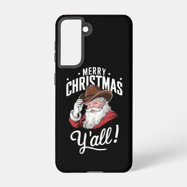 Funda Para Samsung Galaxy Feliz Navidad Y'all Country Cowboy Santa Claus (Reverso )