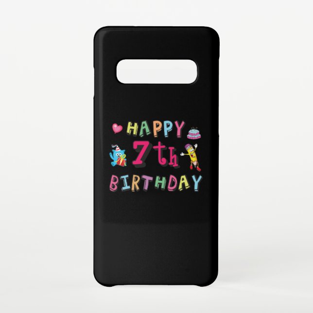Funda Para Samsung Galaxy Feliz séptimo cumpleaños. De 7 años. (Reverso)