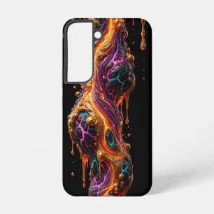 Funda Para Samsung Galaxy S22 Filamento de lava delgado como cabello - Oro Teal