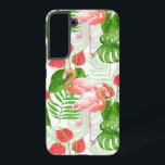 Funda Para Samsung Galaxy S22  Flamingo garden<br><div class="desc">Diseño acuático con flores y pájaros flamencos,  monstera y hojas de palma.</div>