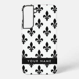 Funda Para Samsung Galaxy S22+ Fleur de Lis, Black on White, Black, Your Name