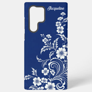 Funda Para Samsung Galaxy S22 Ultra Flor azul de porcelana