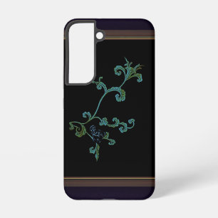 Funda Para Samsung Galaxy S22 Flor azul sobre negro