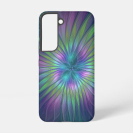 Funda Para Samsung Galaxy S22 Flor brillante colorida Abstracto de arte fractal