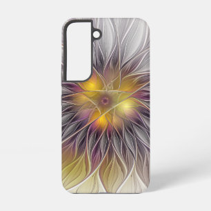 Funda Para Samsung Galaxy S22 Flor Colorida Luminosa, Fractal Moderno Abstracto