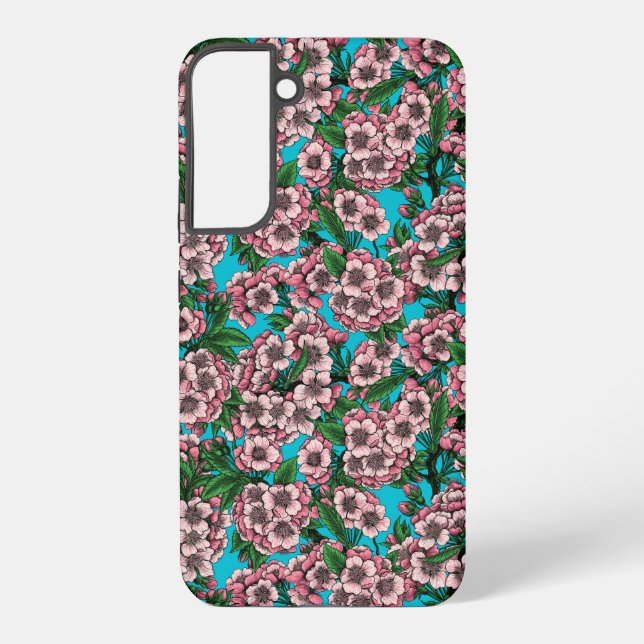 Funda Para Samsung Galaxy Flor de cerezo en azul (Reverso )