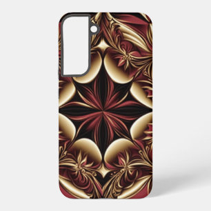 Funda Para Samsung Galaxy S22+ Flor de Damasco Negra Dorada Borgoña