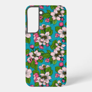 Funda Para Samsung Galaxy S22+ Flor de manzano sobre turquesa