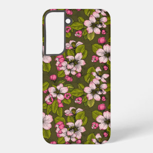 Funda Para Samsung Galaxy S22+ Flor de manzano sobre verde oscuro