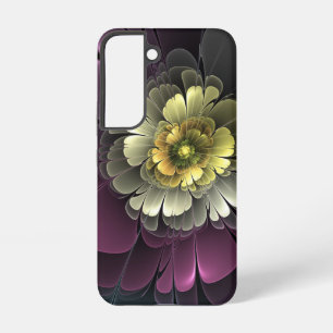 Funda Para Samsung Galaxy S22 Flor fractal abstracta moderna purpura gris khaki