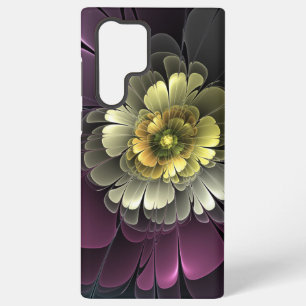 Funda Para Samsung Galaxy S22 Ultra Flor fractal abstracta moderna purpura gris khaki