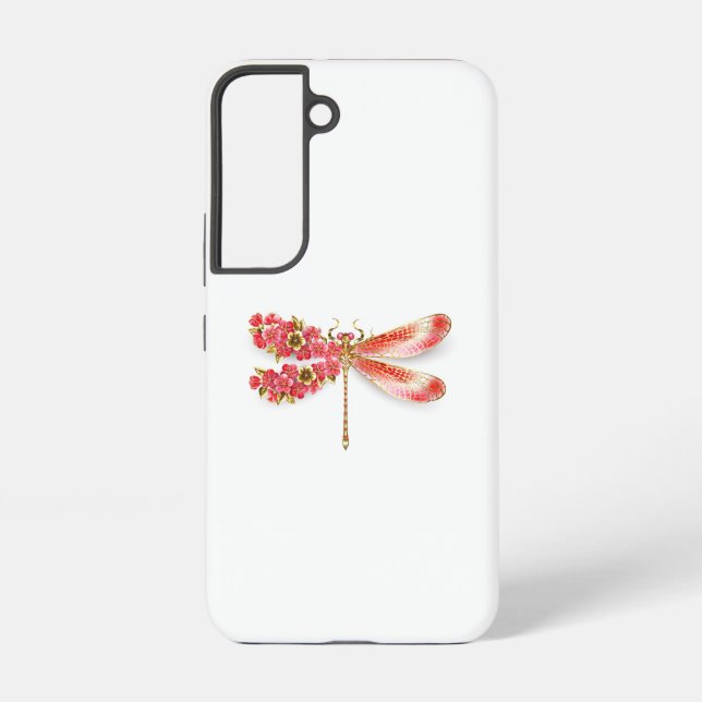 Funda Para Samsung Galaxy Flor libélula con sakura de joyas (Reverso )