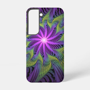 Funda Para Samsung Galaxy S22 Flor moderna abstracta fractal arte púrpura verde