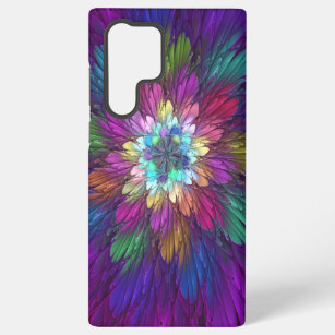 Funda Para Samsung Galaxy S22 Ultra Flor psicodélica colorida Resumen Arte Fractal
