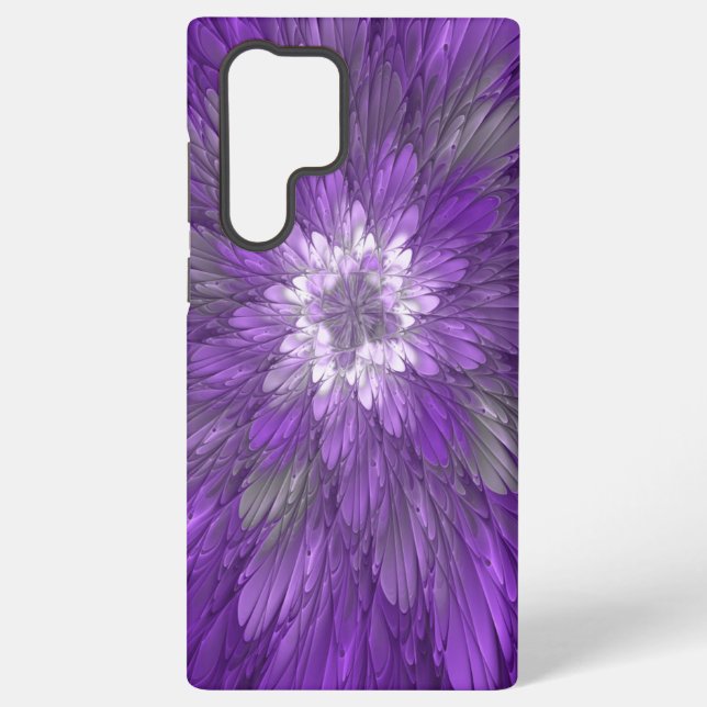 Funda Para Samsung Galaxy Flor púrpura psicodélica Resumen arte fractal (Reverso )