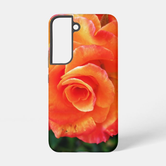 Funda Para Samsung Galaxy flor rosa naranja (Reverso )