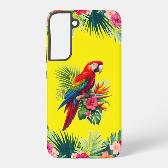 Funda Para Samsung Galaxy Flor tropical de macao rojo (Reverso )