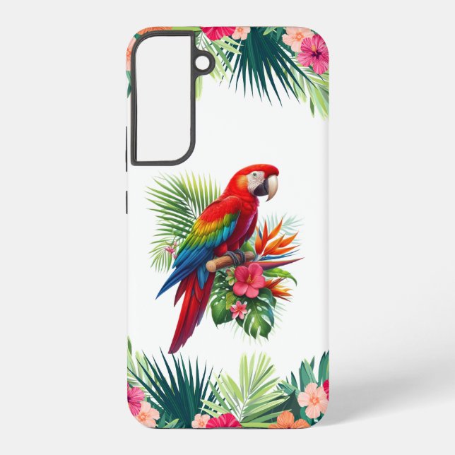 Funda Para Samsung Galaxy Flor tropical de macao rojo (Reverso )