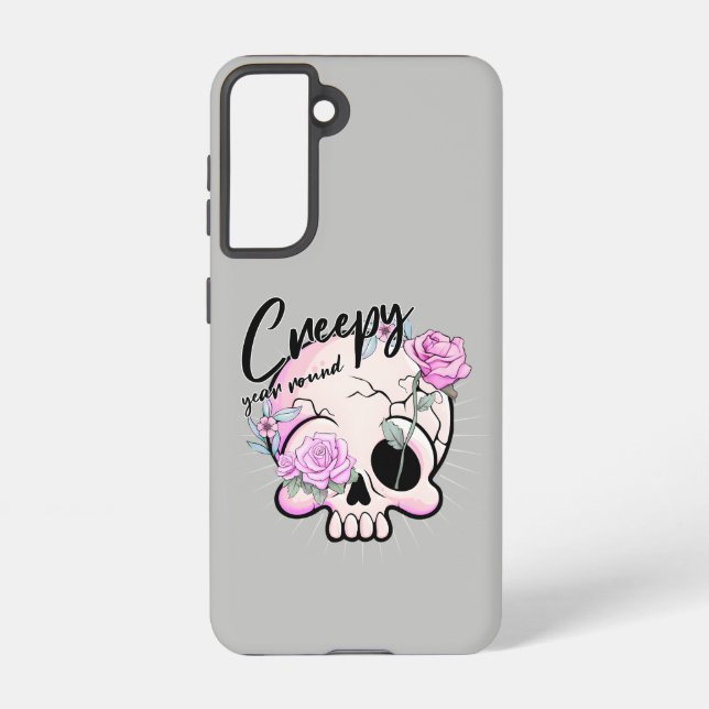Funda Para Samsung Galaxy Flora de cráneo escarpada pastel todo el año (Reverso )