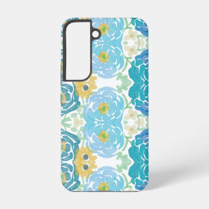 Funda Para Samsung Galaxy S22 Floral Acuarela Azul y Amarillo