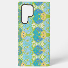 Funda Para Samsung Galaxy S22 Ultra Floral Acuarela Azul y Amarillo