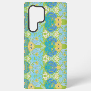 Funda Para Samsung Galaxy S22 Ultra Floral Acuarela Azul y Amarillo