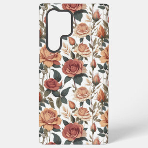 Funda Para Samsung Galaxy S22 Ultra Floral Cottagecore Rosas Rojas Antiguas Románticas
