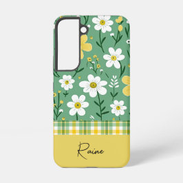 Funda Para Samsung Galaxy S22 Floral Country Verde y Amarillo Personalizado 
