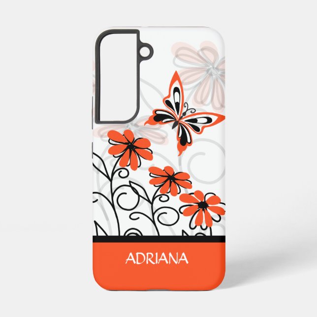 Funda Para Samsung Galaxy Floral de mariposa con capricho giratorio personal (Reverso )